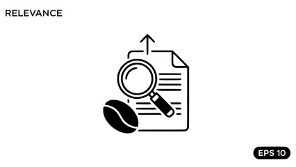 Coffee bean analyses document with magnifying glass in a business workflow or coffee audit investigates file for workflow improvement