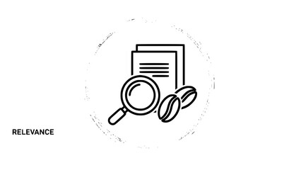 Coffee beans and documents are examined using magnifying glass in a detailed study or magnifying glass reveals paper data beside coffee beans during a research study