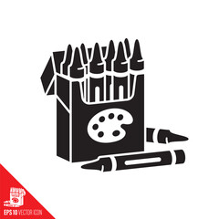 Box of crayons vector glyph icon
