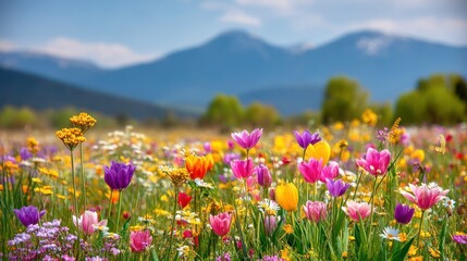 Obraz premium Colorful wildflowers field meadow