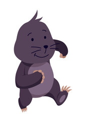 Vector cartoon mole. Cute illustration of funny animal for children design