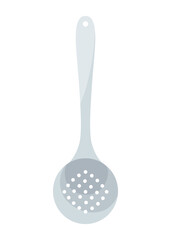 Pasta serving and draining tool, Perforated slotted spoon with hanging feature, Durable perforated utensil with long handle designed for efficient pasta preparation