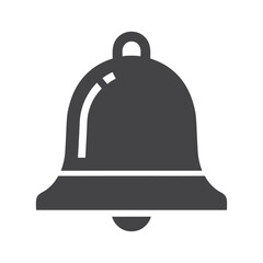 Simple grey bell icon on white background