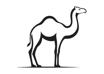 Fototapeta premium camel logo silhouette vector, camel animal logo vector silhouette illustration, black icon logo camel silhouette, arabian animal wildlife camel logo silhouettes vector on white background
