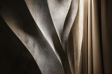 A captivating abstract composition featuring textured gray and beige curves, creating a modern and elegant visual experience with subtle light and shadow play.