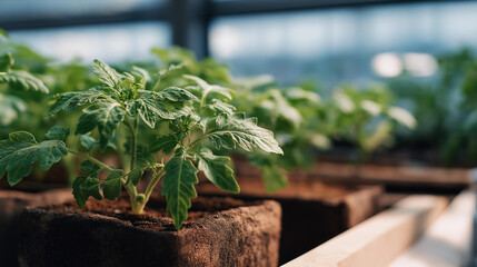 A plant science lab using hydrogel substrates to regulate moisture around roots, improving water efficiency in sustainable agriculture research. cinematic color correction, natural uneven lighting