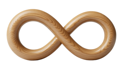 Wooden Infinity Symbol on Transparent Background