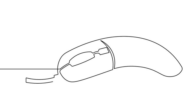 Animated pc mouse continuous line drawing minimal technology loop