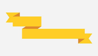 Retro yellow ribbon. Icon on white background. Curved textile symbol. Flat vector isolated banner