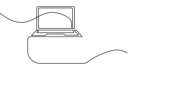 Computer mouse icon one line art animation seamless loop minimal design