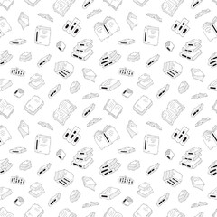 Hand drawn book seamless pattern background