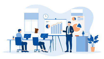 Business team working together in modern office space