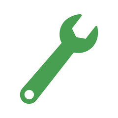 Green wrench icon on white background