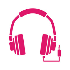 Pink headphones icon on white background