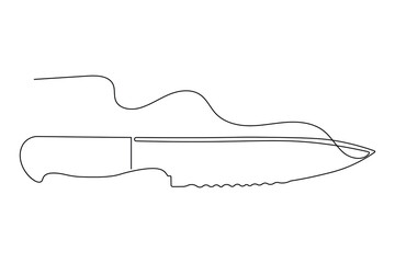 Knife continuous one line drawing and minimalist style isolate outline illustration