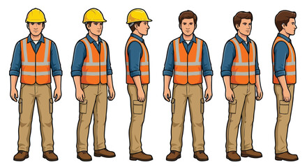 man wearing construction clothing isolated