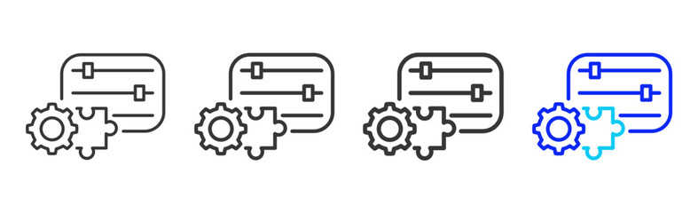 system orchestration Icon Set Collection in Creative Outline Style for Technology Platforms Featuring Multiple Thickness Variations Suitable for Education Apps Digital Systems