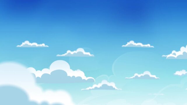 Seamless Clouds On Blue Sky Background Animation
Animation of a seamless looping video of a blue sky animated background, filled with cartoon clouds, smoke patterns and fog icons