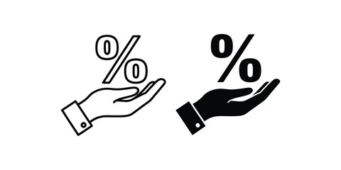 Hand holding percentage icons representing discounts finance and interest rates