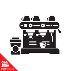 Professional Italian Espresso machine solid vector icon