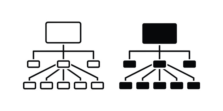 Vector organization chart icons outline set for professional diagrams