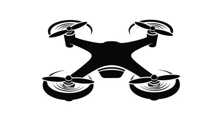 A striking black drone illustration with visible propellers a modern design and a dark silhouette