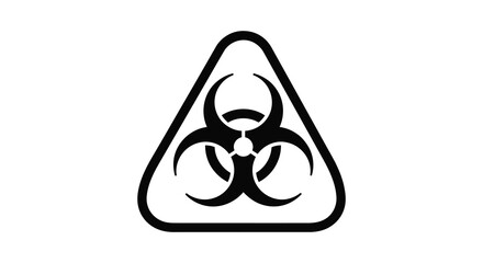 a stark black biohazard symbol within a triangular frame presented as a striking silhouette