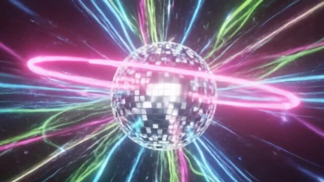 Neon lights illuminating vibrant abstract disco background motion - Powered by Adobe