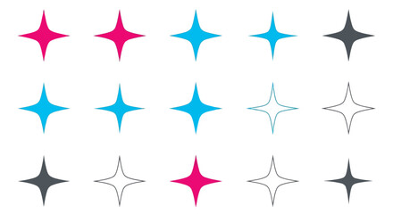 Obraz premium Collection of colorful and black star shapes with various styles and outlines on
