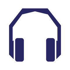 Headphones icon in dark blue on white background