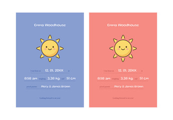 Clean and Cute Baby Birth Announcement Card With Two Options