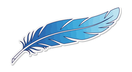 Stylized blue feather illustration with intricate detailing and soft color gradient creating a