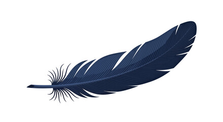 Elegant blue feather floating gently against a pristine white background giving a minimalist look
