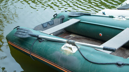 Inflatable raft in the lake.