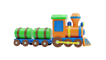 Colorful Toy Train on White Background