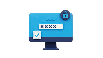 Computer Screen with Password Entry and Security Lock Icon