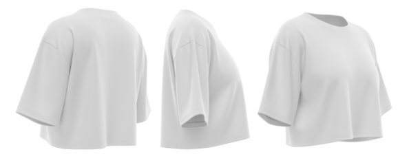 Crop T-Shirt Short Sleeve Boxy Fit Top for Women, Minimal Casual Wear, High-Quality Product Mockup Ready, White 