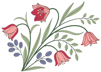 Elegant Floral Vector Illustration with Blooming Flowers