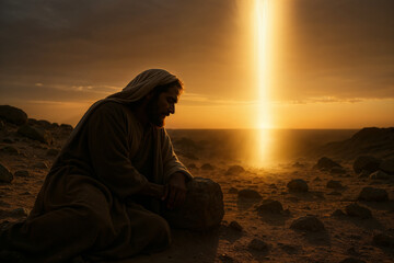 Jacob Awakening at Bethel Beside the Stone Pillow and Heavenly Light