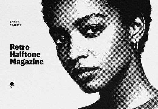 Retro Halftone Magazine Effect Mockup