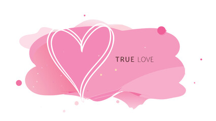 Glowing heart in pink spectrum fluid design with true love text
