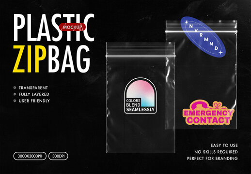 Plastic Zip Bags Mockup