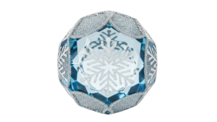 Isolated blue Christmas ornament with snowflake and silver glitter for the holidays season