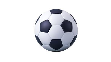 Fototapeta premium Classic black and white soccer ball isolated on transparent background, showing pentagon and hexagon pattern, perfect for sports, recreation, or team activity concepts