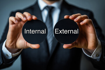 Business concept representing internal and external structure and perspectives