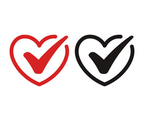 &ldquo;heart checkmark icons set, minimal vector approval symbol design&rdquo;
