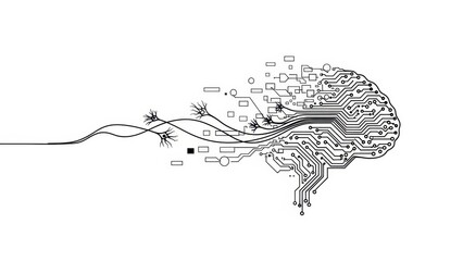 Abstract technology brain circuit, conceptual of artificial intelligence evolution