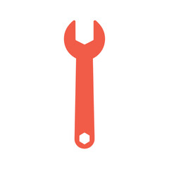 Red wrench icon on white background