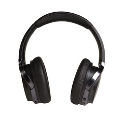 Modern wireless headphones in black on an isolated background
