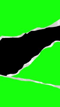 Animated of torn paper transition on green screen background. Vertical 4K Video